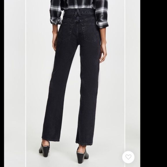 Slvrlake London Straight Black Jeans Long Gone Wash Size 25 - Picture 7 of 14